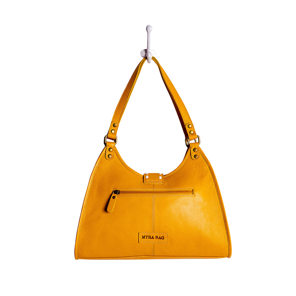 Skyviews Hairon & Leather Bag in Yellow - Myra USA