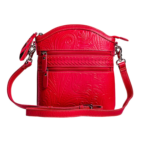 Clarendon Embossed Leather Bag in Red
