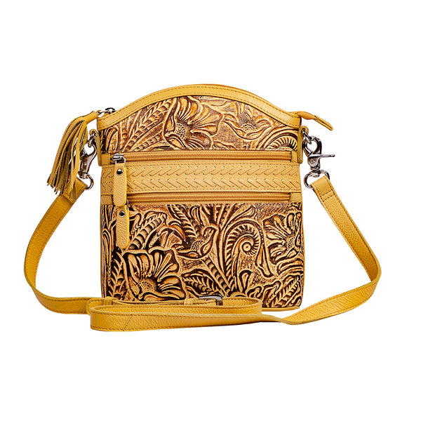 Clarendon Embossed Leather Bag in Yellow