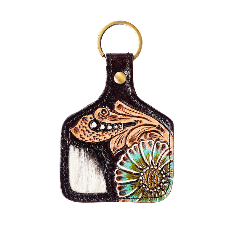 Wildflower Hand-tooled Key Fob