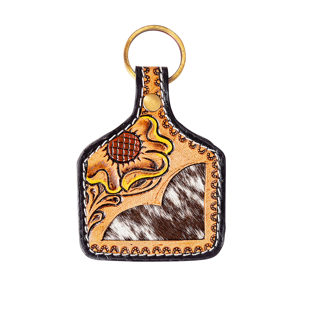 One Bloom Hand-tooled Key Fob - Myra USA