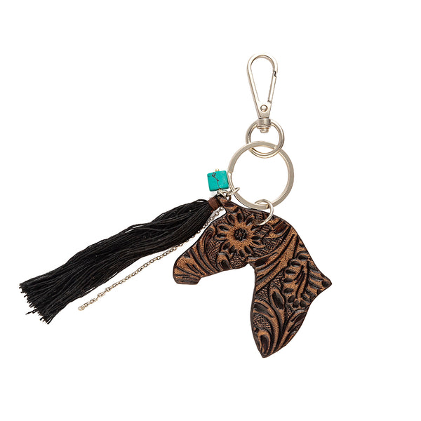 Prairie  Horse Hand-tooled Key Fob & Bag Charm