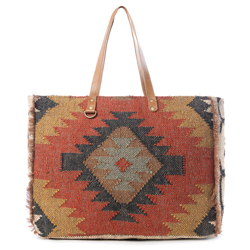 Myra Kaliko Hill Canvas Weekender Bag for Women Handwoven Boho Print with Dual Shoulder Handles - Myra USA