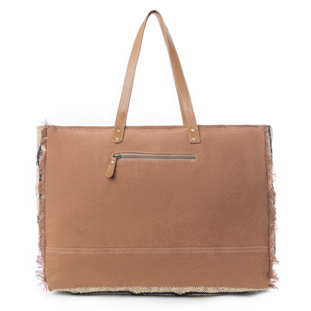 Myra Kaliko Hill Canvas Weekender Bag for Women Handwoven Boho Print with Dual Shoulder Handles - Myra USA