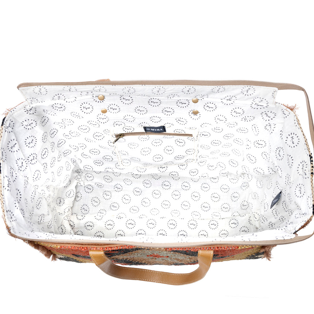 Myra Kaliko Hill Canvas Weekender Bag for Women Handwoven Boho Print with Dual Shoulder Handles - Myra USA