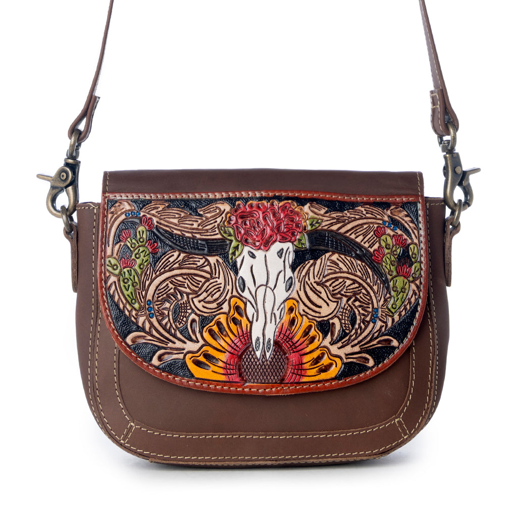 Winds of the Rose Hand-Tooled Lether Bag