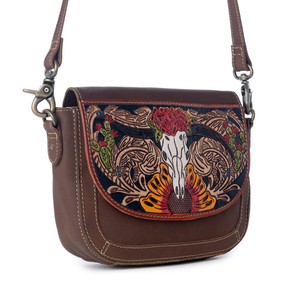 Winds of the Rose Hand-Tooled Lether Bag