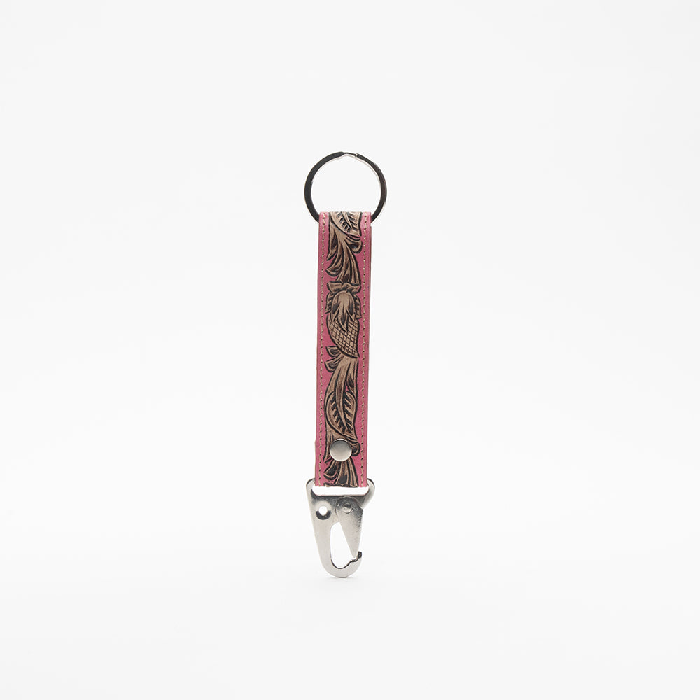 Pink Skies Hand-tooled Leather Key Fob - Myra USA