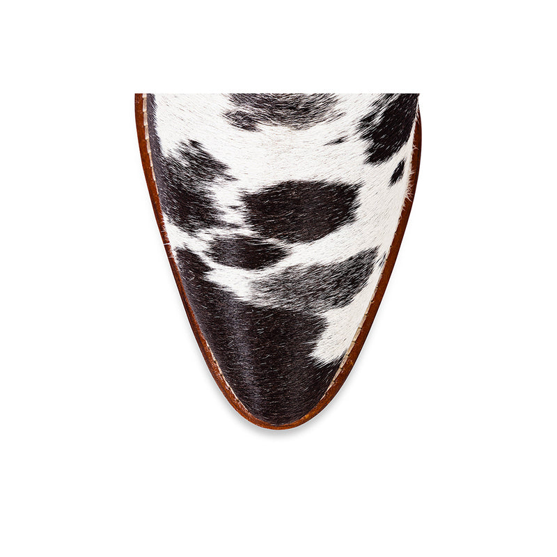 Black and white mules made with hairon leather for women