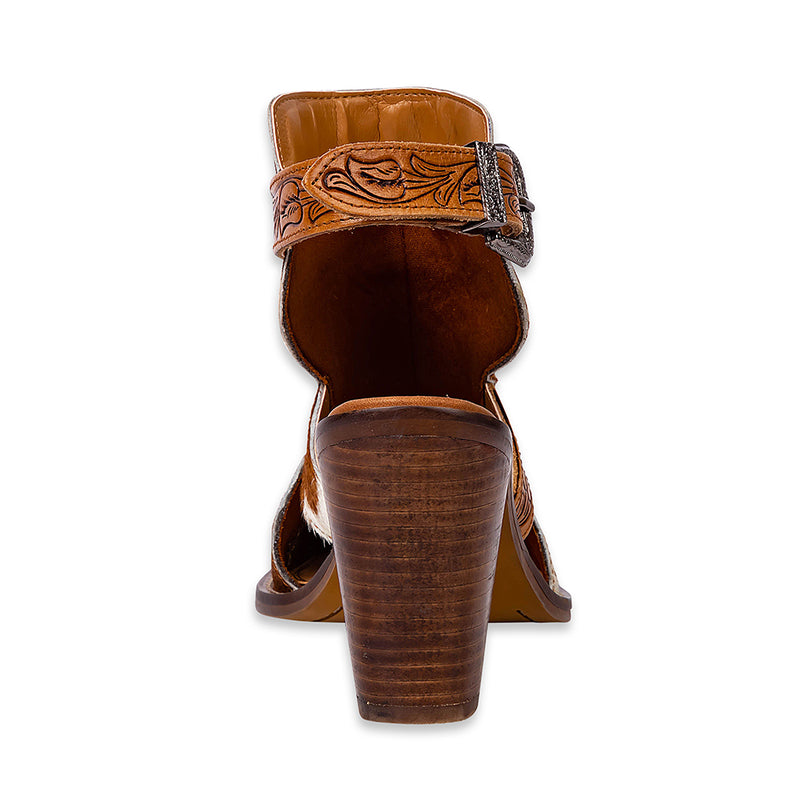 Women's Classic Western Boots in white and brown pattern that resembles cowhide