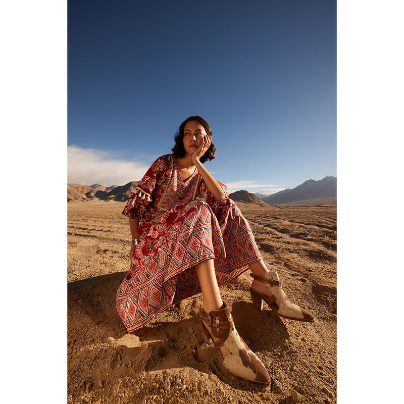 Women's Classic Western Boots in white and brown pattern that resembles cowhide