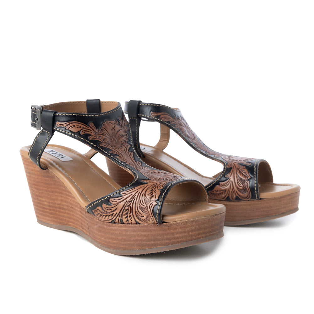 Talitha Hand-Tooled Wedge Shoe - Myra USA