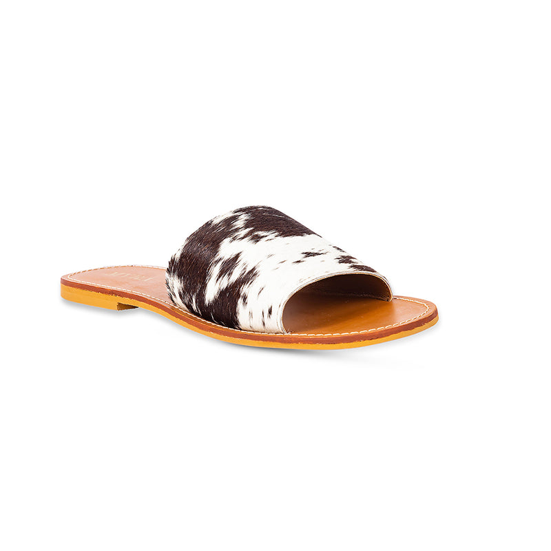 Kemma Hair-On Hide Sandals In Light And Ebony