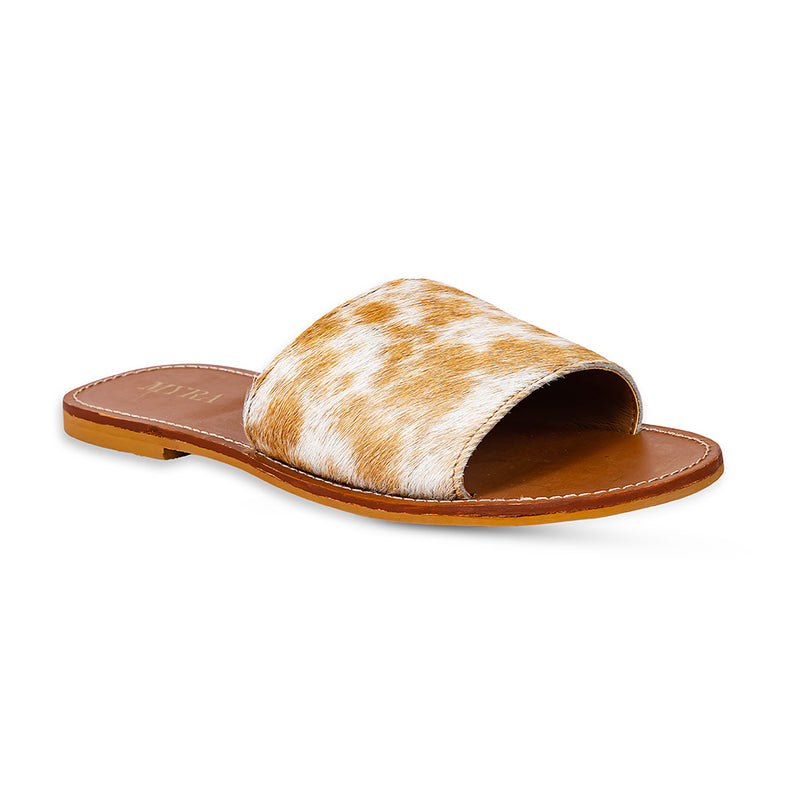 Kemma Hair-On Hide Sandals In Light And Caramel