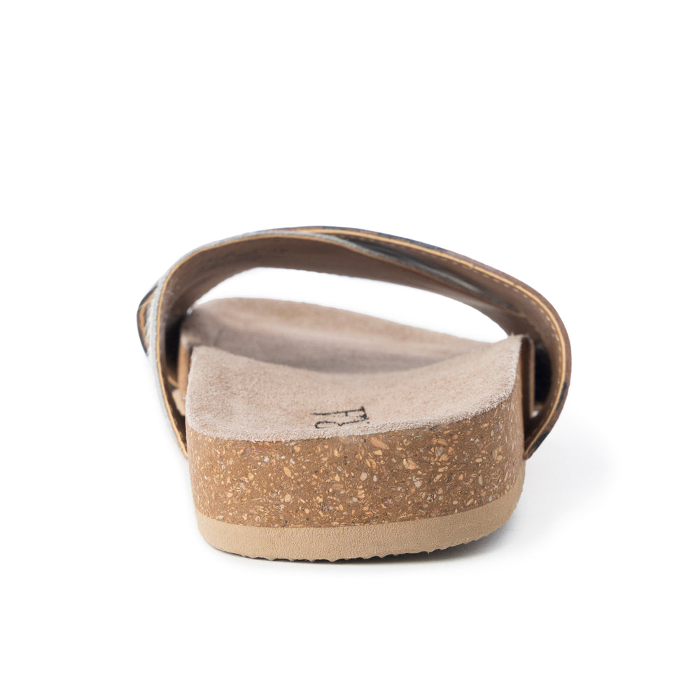 Myra Prairie Handtooled Leather Slide Sandals for Women â€“ Floral Western Design, Soft Cork Footbed for Comfort - Myra USA