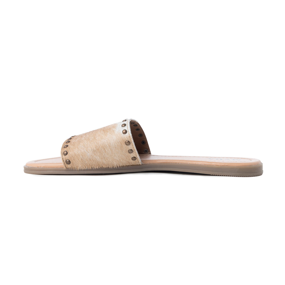 Myra Lettie Ridge Light Hair-On Leather Flip Flops for Women - Western Slide Sandals with Soft Sole for Casual Comfort - Myra USA