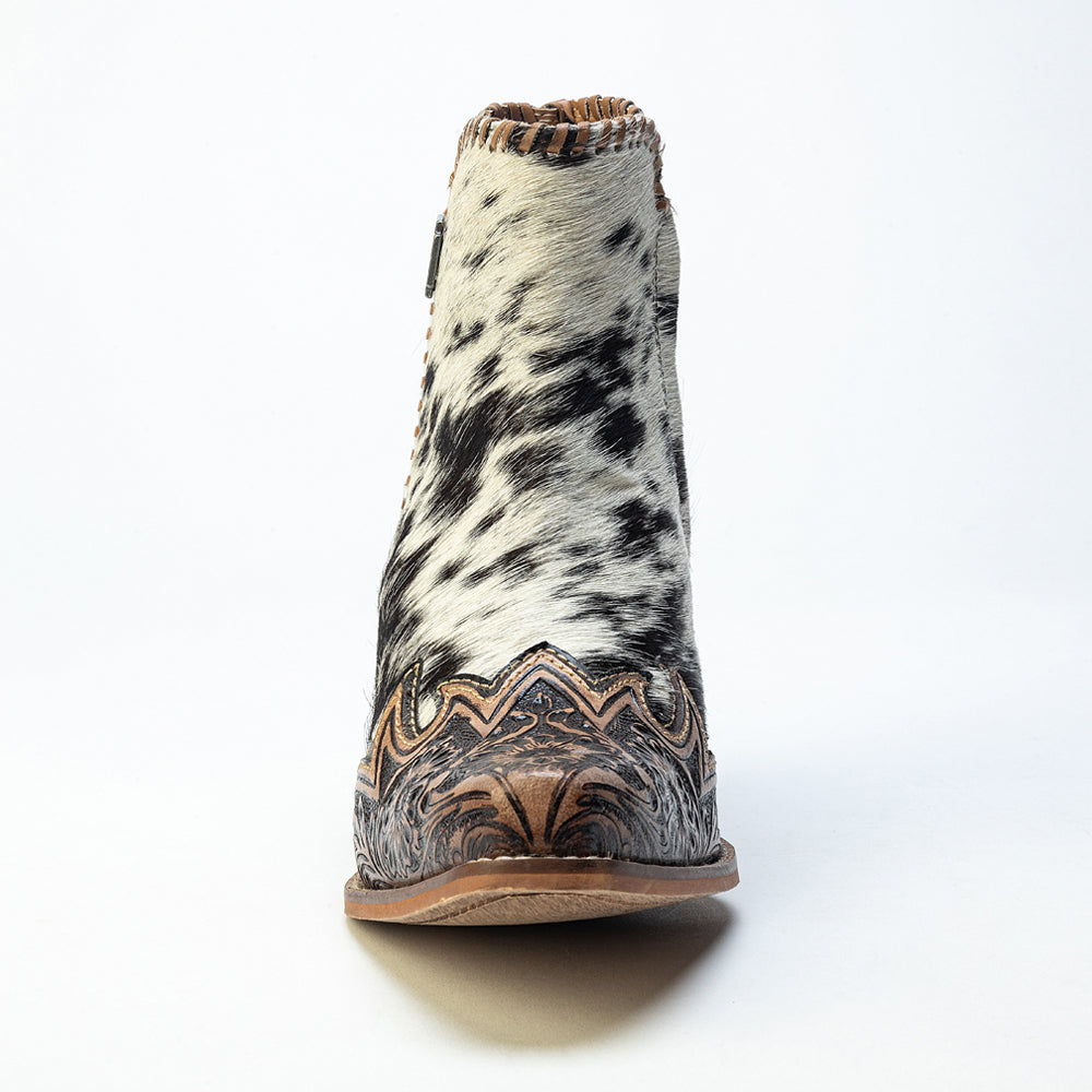 Myra Margie Leather Boots for Women - Hairon Ankle Boots with Handtooled Leather Details for Carnival Sundowns - Myra USA