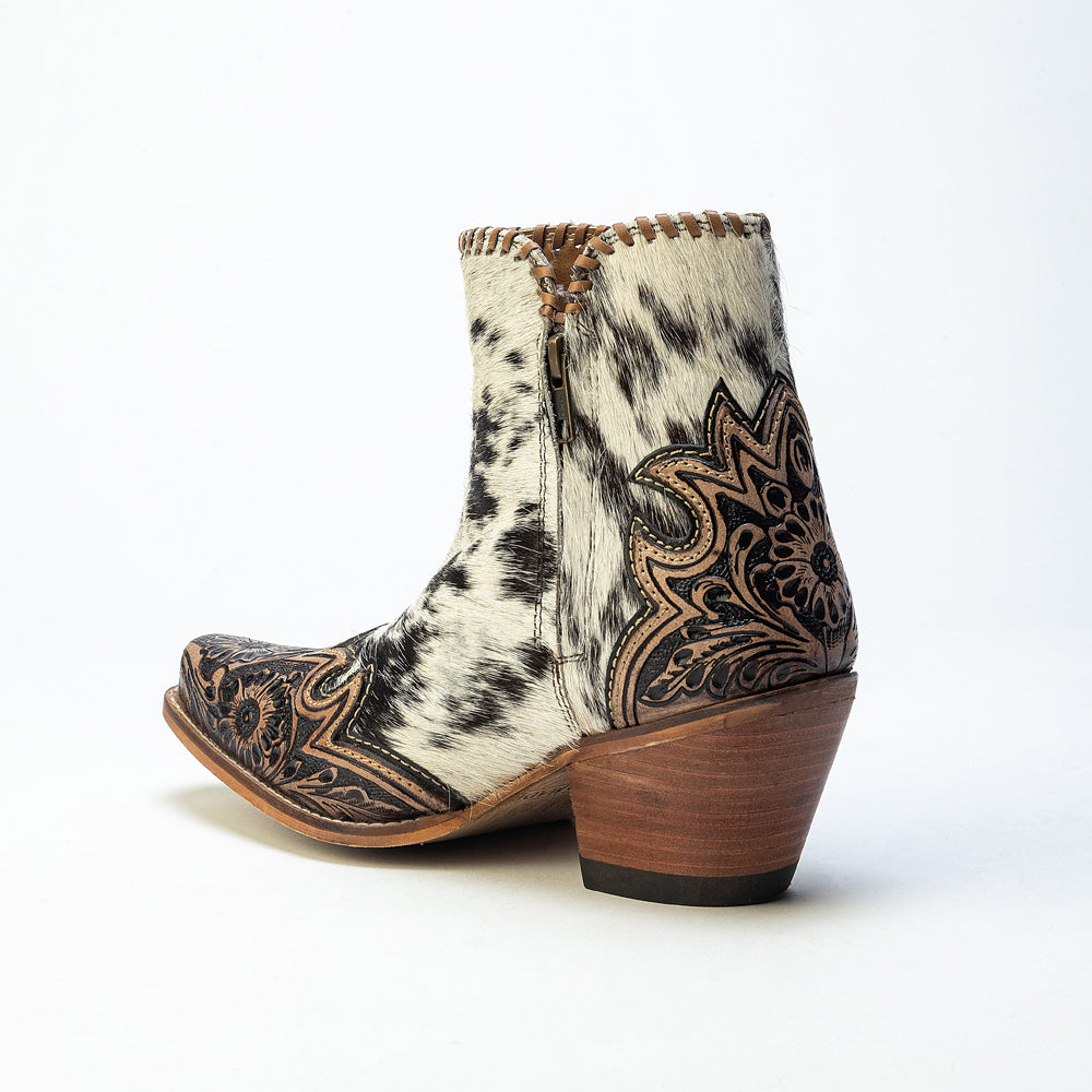 Myra Margie Leather Boots for Women - Hairon Ankle Boots with Handtooled Leather Details for Carnival Sundowns - Myra USA