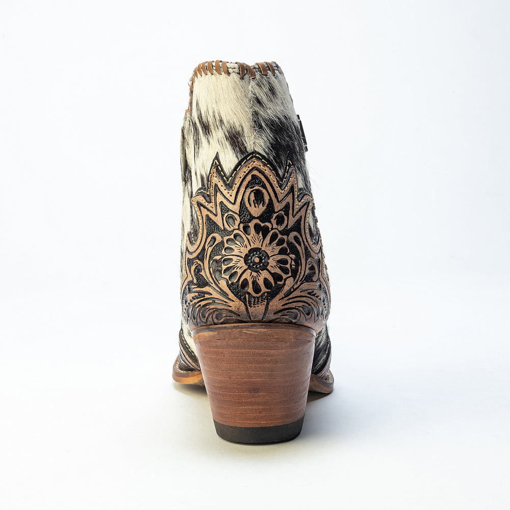 Myra Margie Leather Boots for Women - Hairon Ankle Boots with Handtooled Leather Details for Carnival Sundowns - Myra USA