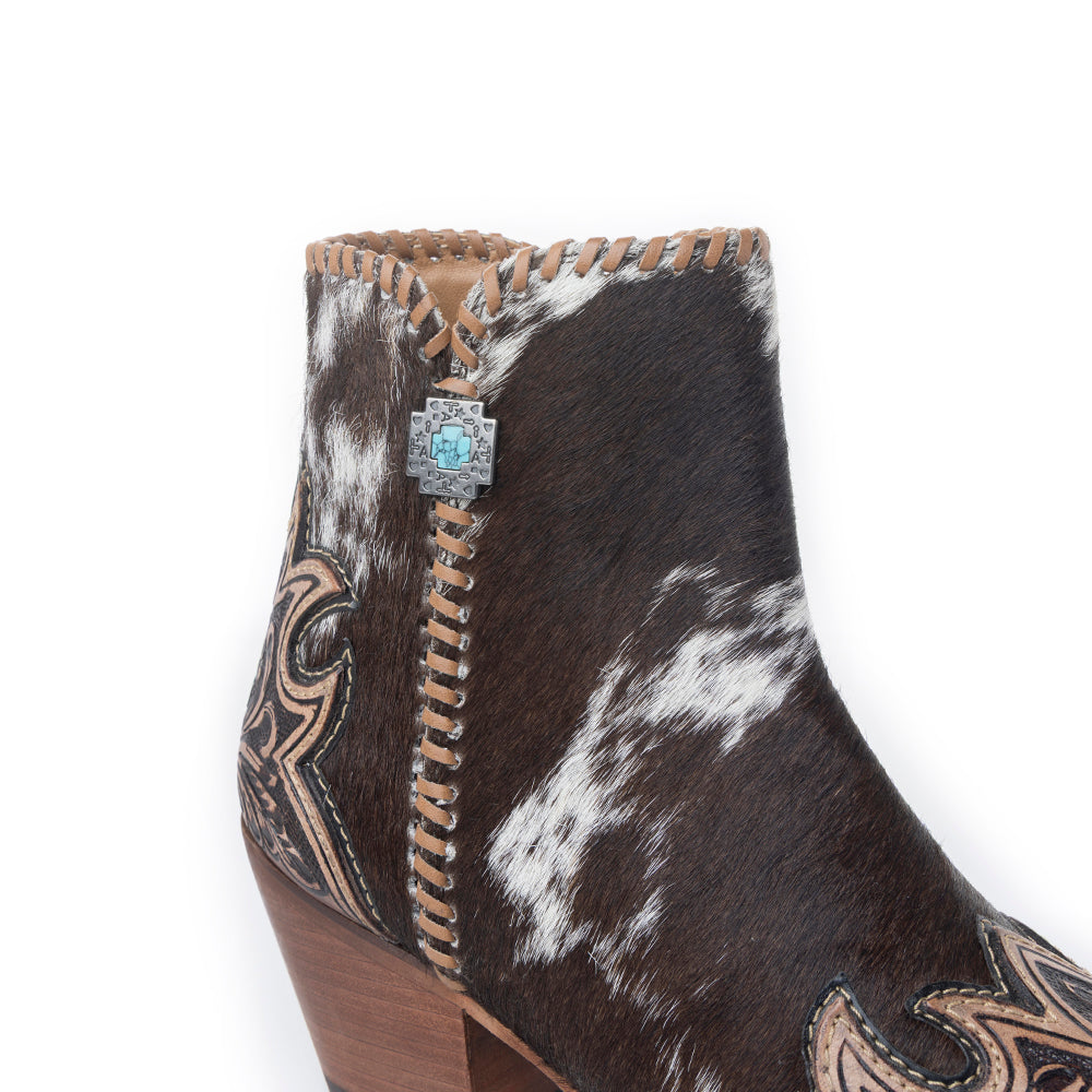 Myra Margie Leather Boots for Women - Hairon Ankle Boots with Handtooled Leather Details for Carnival Sundowns - Myra USA