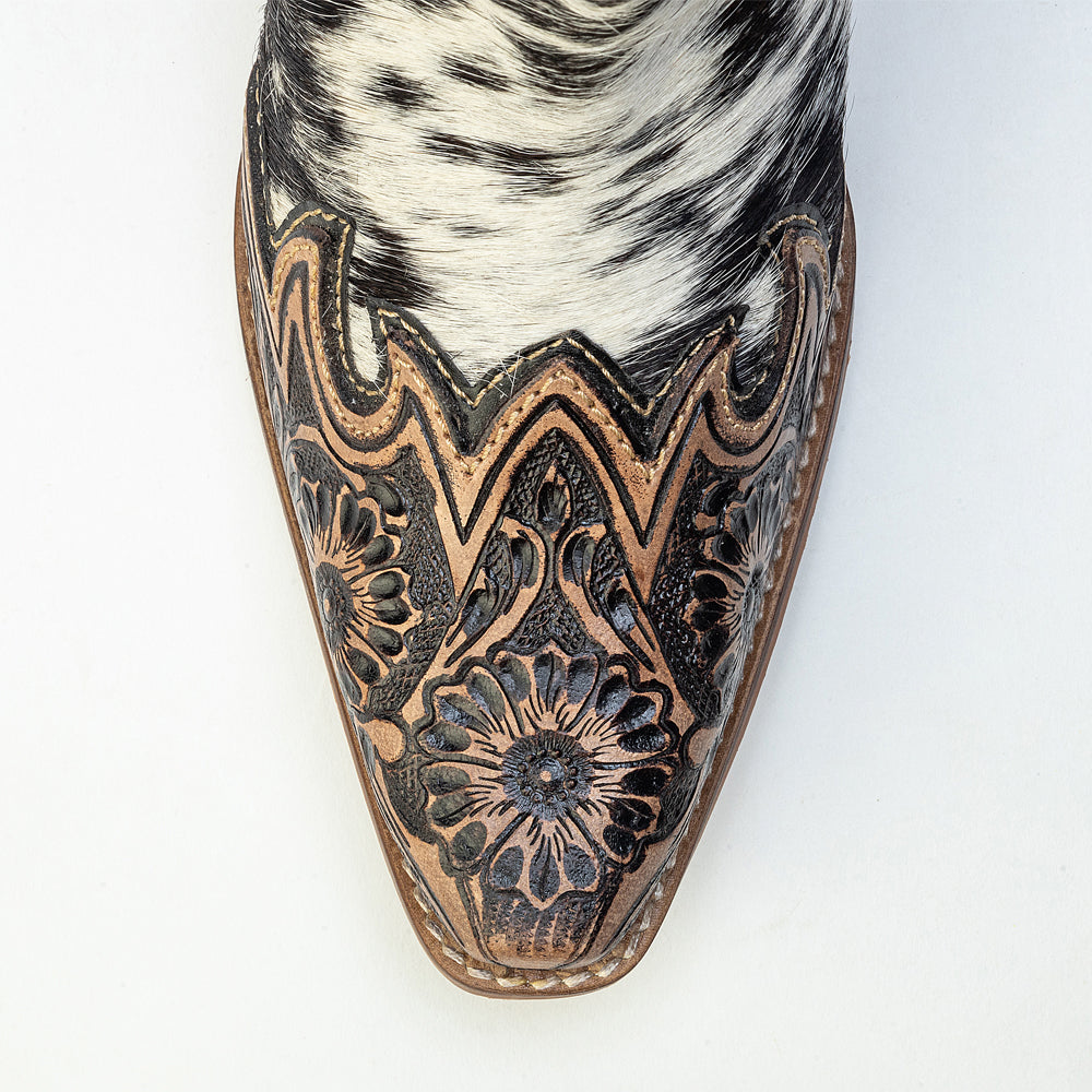 Myra Margie Leather Boots for Women - Hairon Ankle Boots with Handtooled Leather Details for Carnival Sundowns - Myra USA