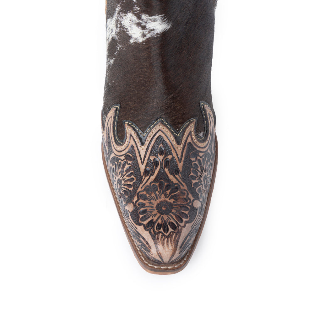 Myra Margie Leather Boots for Women - Hairon Ankle Boots with Handtooled Leather Details for Carnival Sundowns - Myra USA