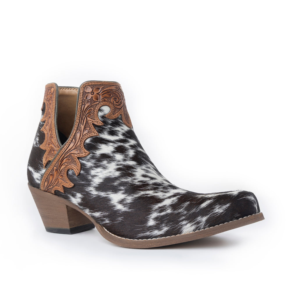 Myra Cassidy Trail Split-Top Leather Boots - Pointed Toe, Low Block Hairon Hide Heels for Ranch Adventures - Myra USA