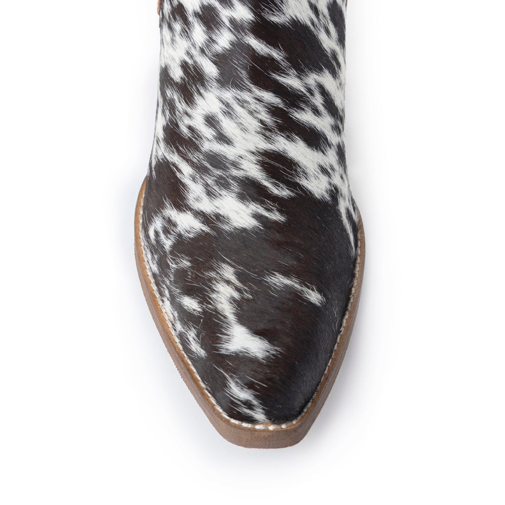 Myra Cassidy Trail Split-Top Leather Boots - Pointed Toe, Low Block Hairon Hide Heels for Ranch Adventures - Myra USA