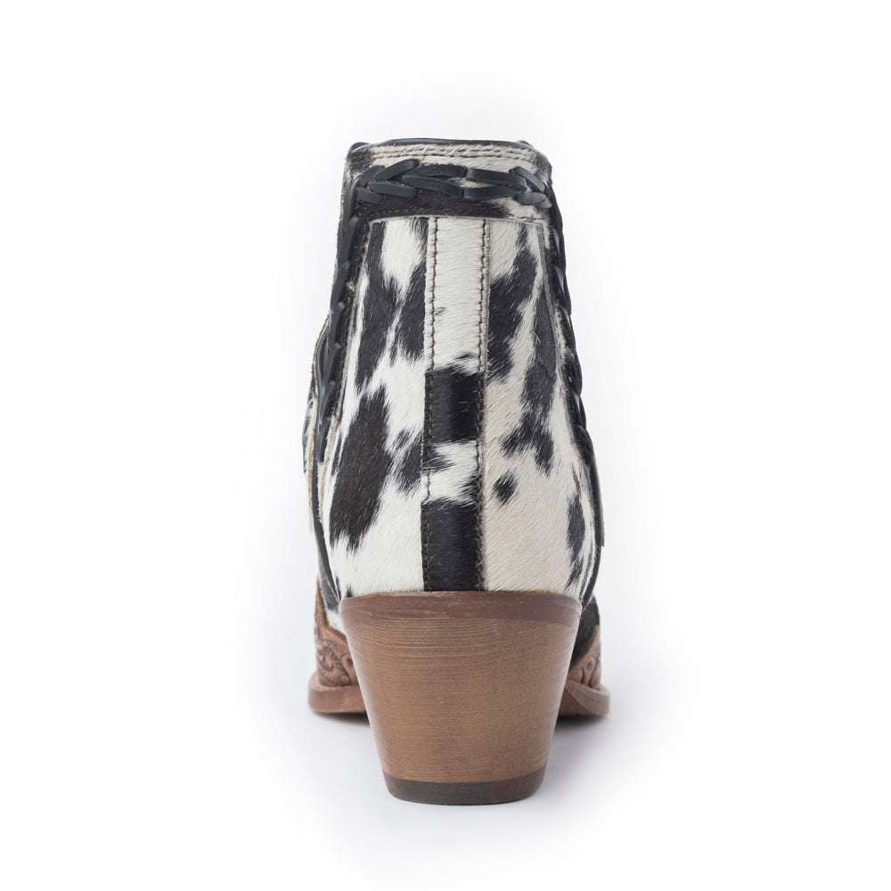 Myra Georgina Hairon Boots for Women - Spilt-Top Handtooled Pointed Toe Cowgirl Boots for Rustic Rodeo Glam - Myra USA