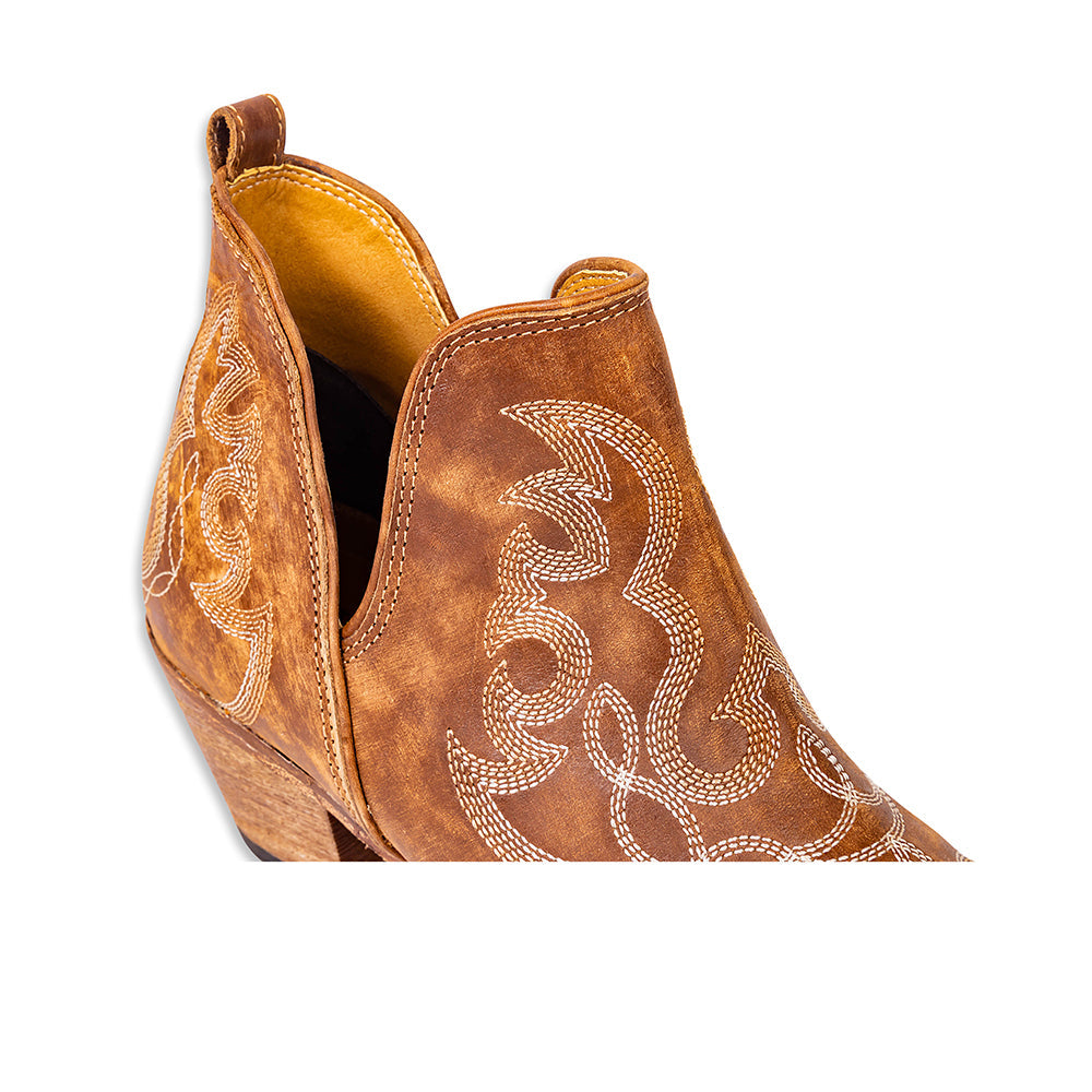 Maisie Stitched Leather Boots In Rich Honey MyraUSA