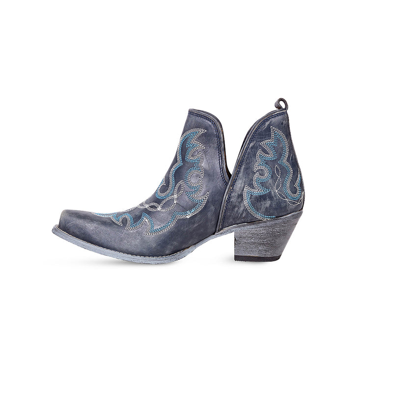 Maisie Stitched Leather Boots In Dusty Blue