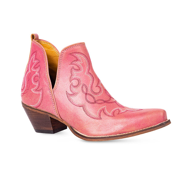 Maisie Stitched Leather Boots In Pink