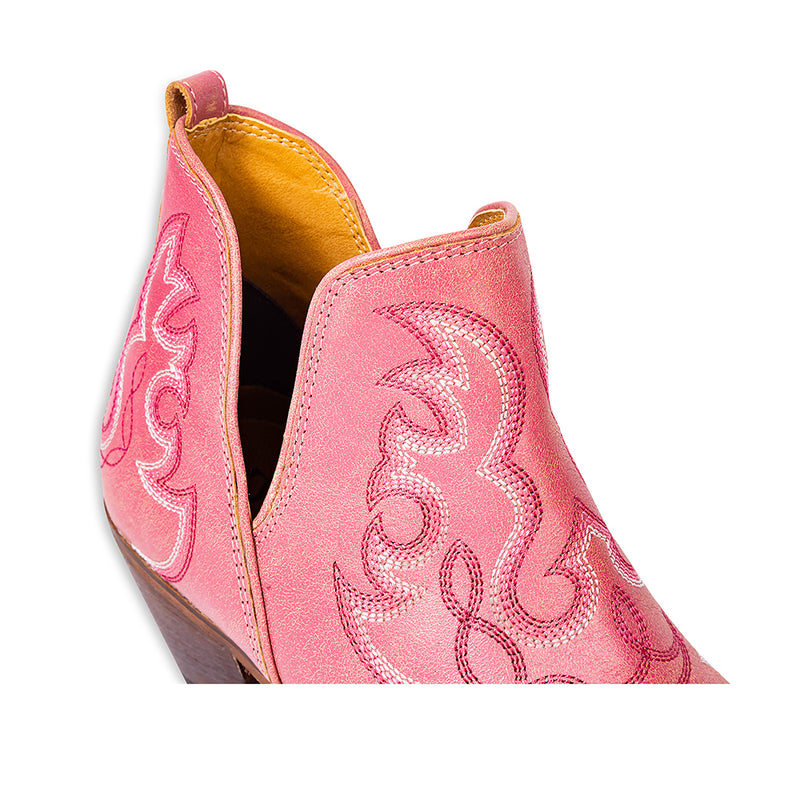 Maisie Stitched Leather Boots In Pink