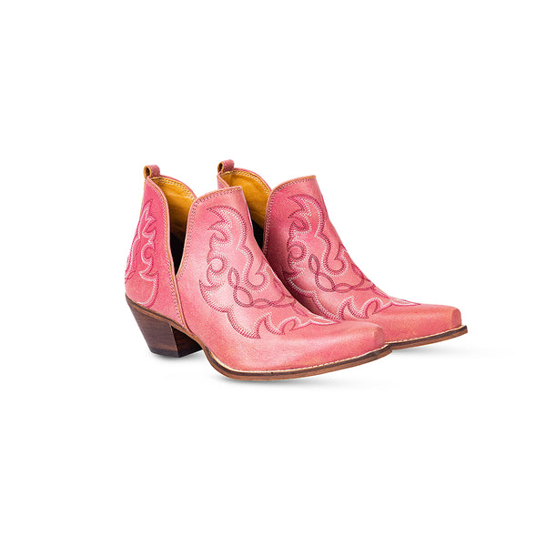 Maisie Stitched Leather Boots In Pink