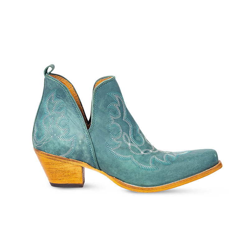 Maisie Stitched Leather Boots In Turquoise