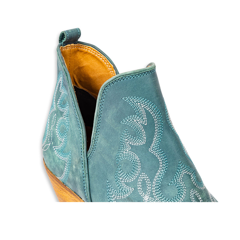 Maisie Stitched Leather Boots In Turquoise