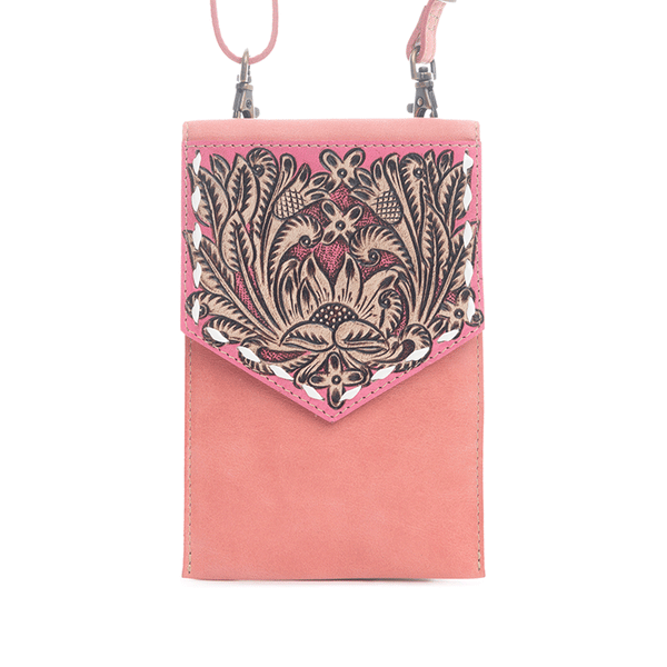 Prairie Star Petite Hand-Tooled Bag in Pink