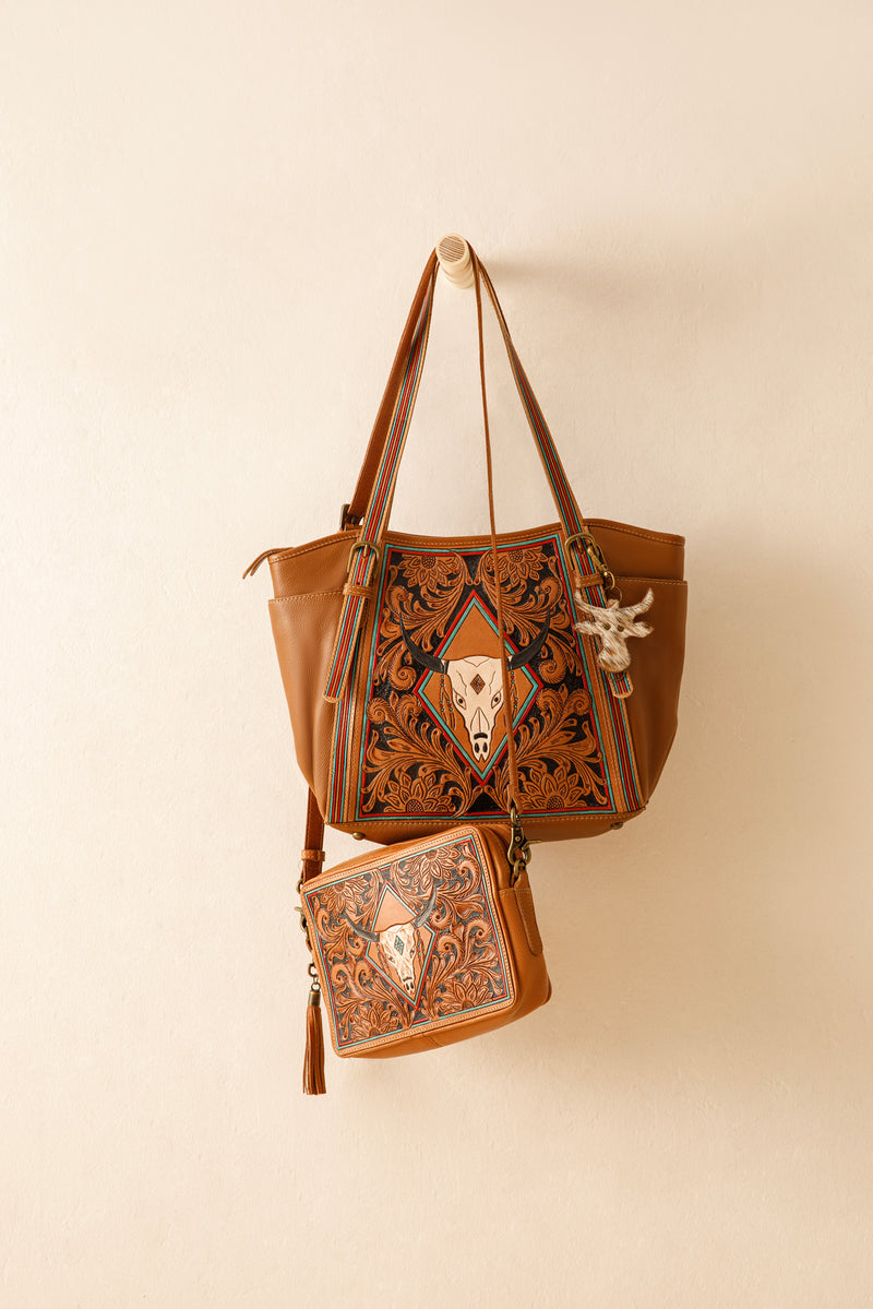 Age of the Steer Hand-Tooled Bag