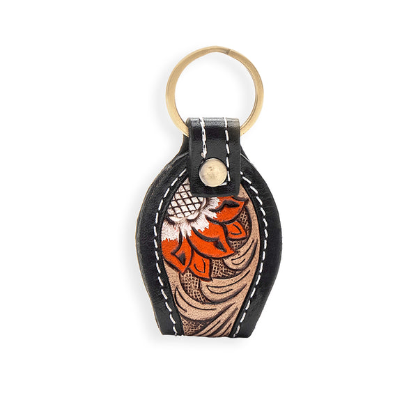 Hi There Hand-tooled Leather Key Fob