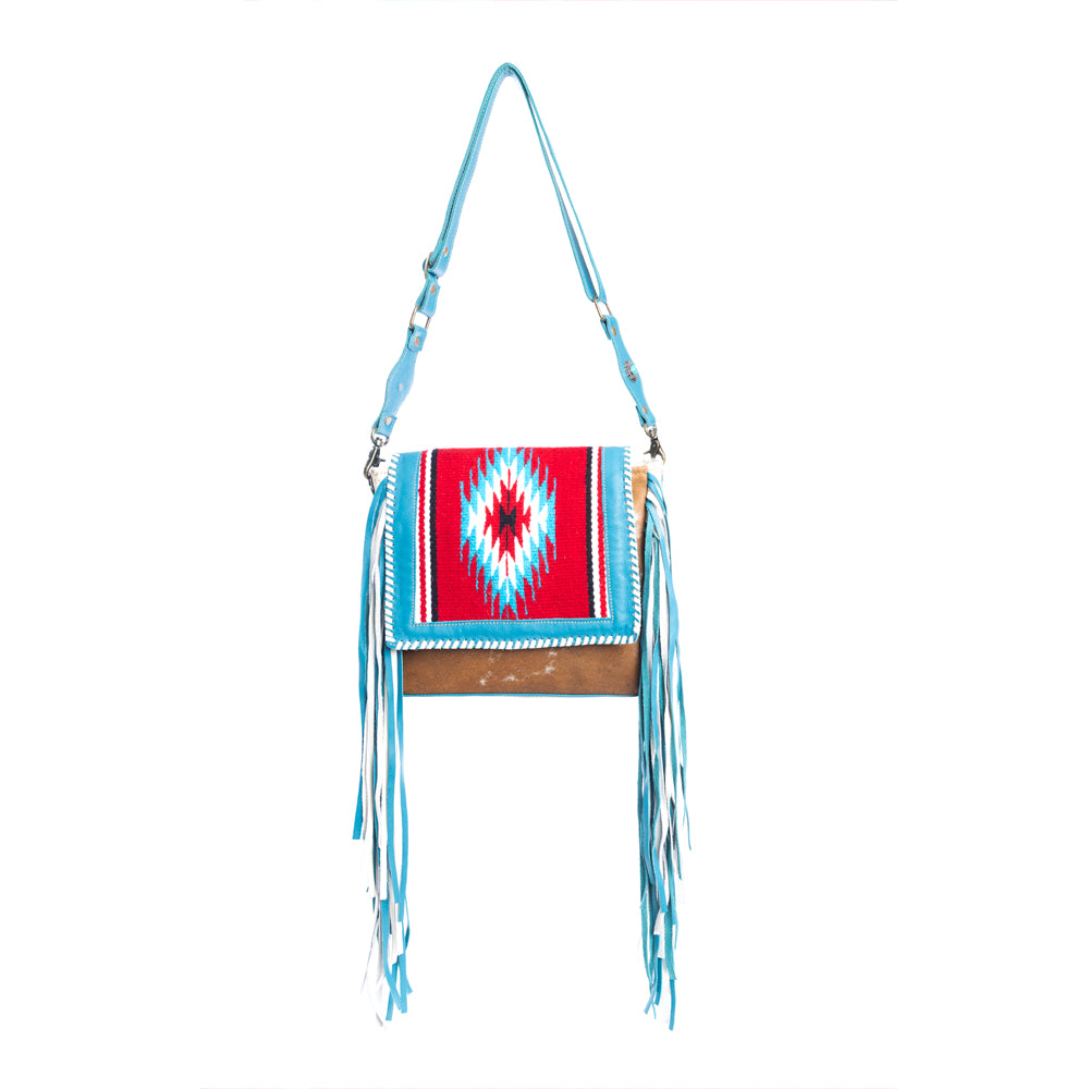 Zunia Leather & Hairon Bag in River Blue - Myra USA