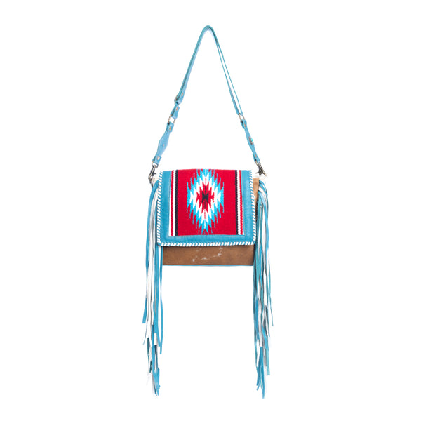 Zunia Leather & Hairon Bag in River Blue
