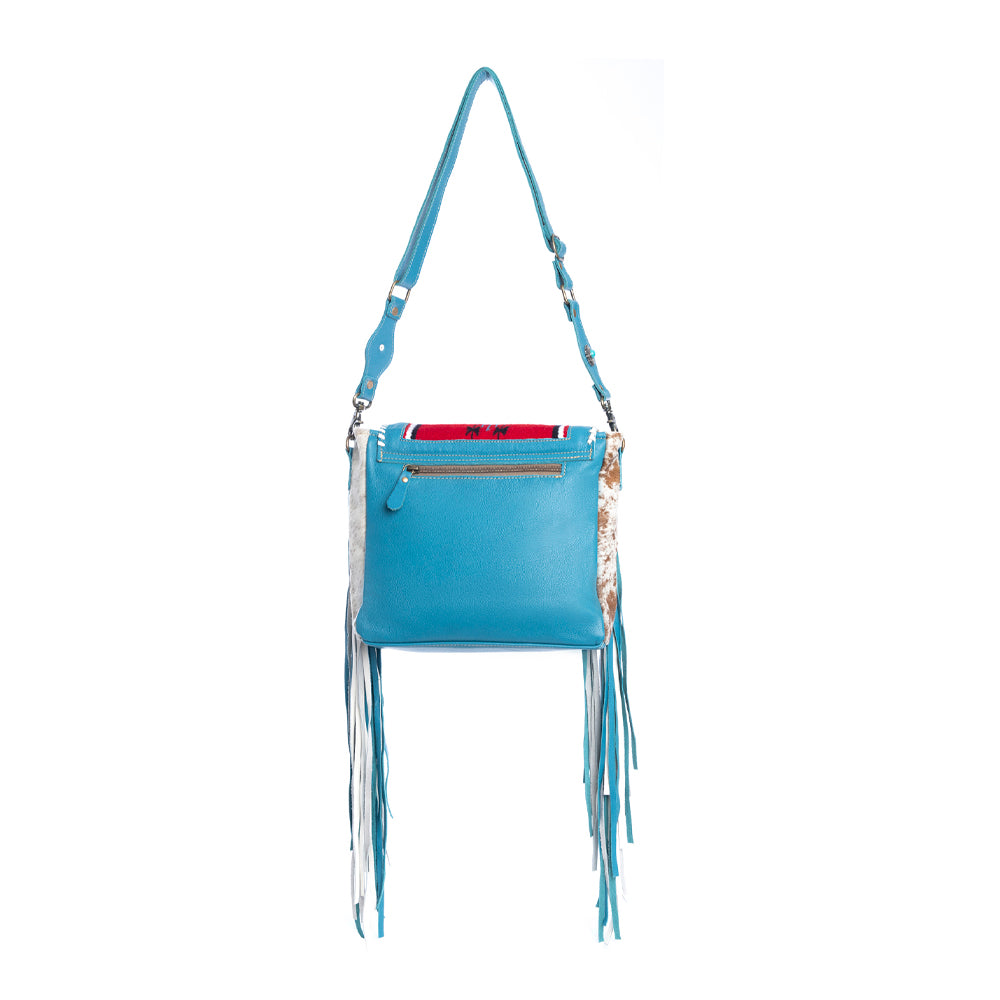 Zunia Leather & Hairon Bag in River Blue - Myra USA