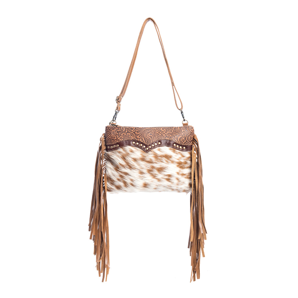 Mescalaro Hill Leather & Hairon Bag in Warm Caramel - Myra USA