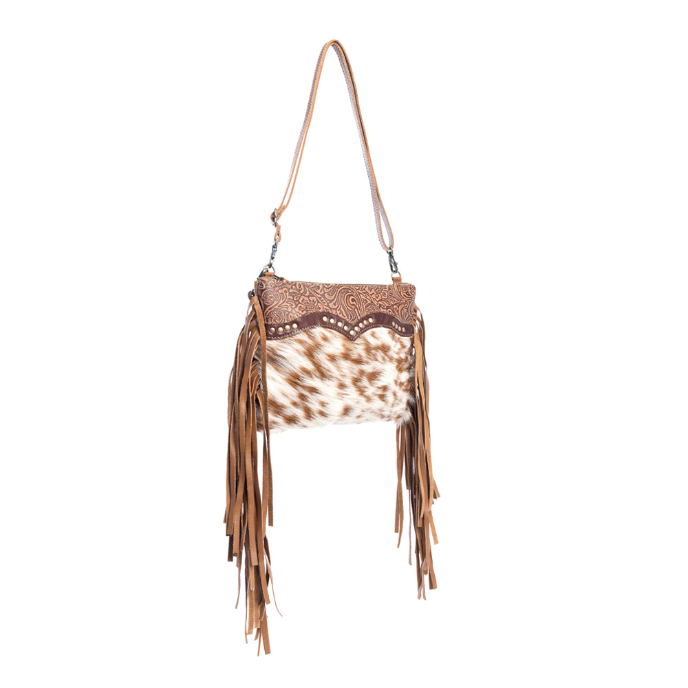 Mescalaro Hill Leather & Hairon Bag in Warm Caramel - Myra USA