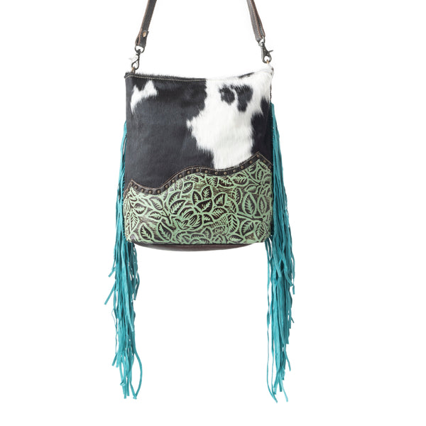 Tassles of ocean Leather & Hairon Bag