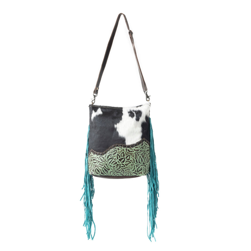 Tassles of ocean Leather & Hairon Bag