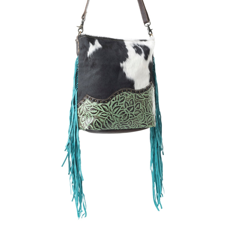 Tassles of ocean Leather & Hairon Bag