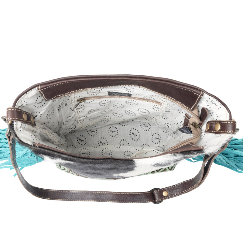 Tassles of ocean Leather & Hairon Bag