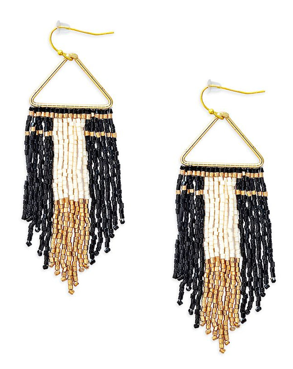 Horizon Sight Beaded Earrings In Ebony - Myra USA