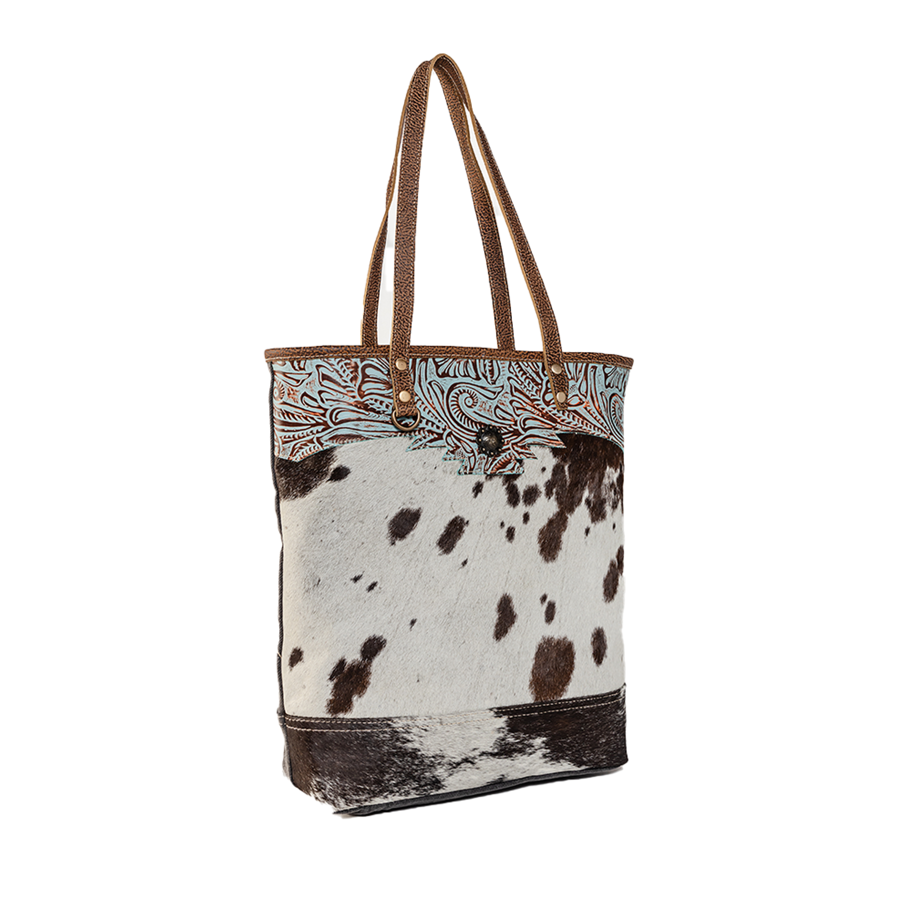 Sooty Specks  Canvas & Hairon Bag - MyraUSA
